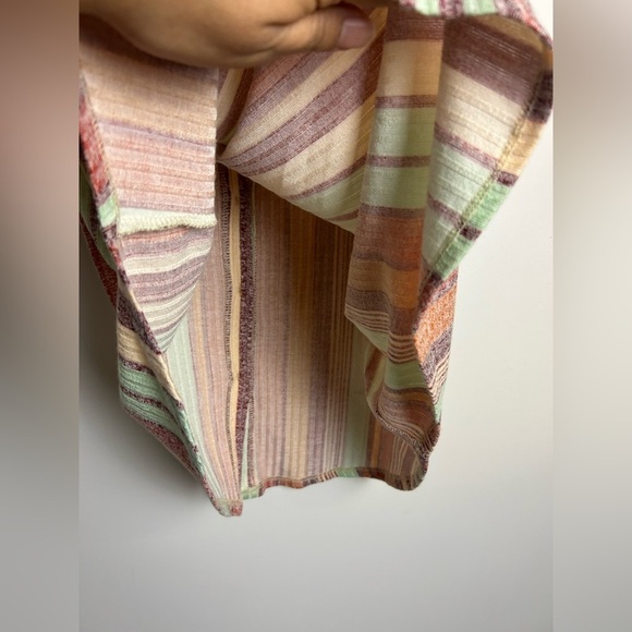 W5 Tank Top Blouse M Striped Multicolor Sleeveless Boho Stretch Button Down Chic - Picture 8 of 12